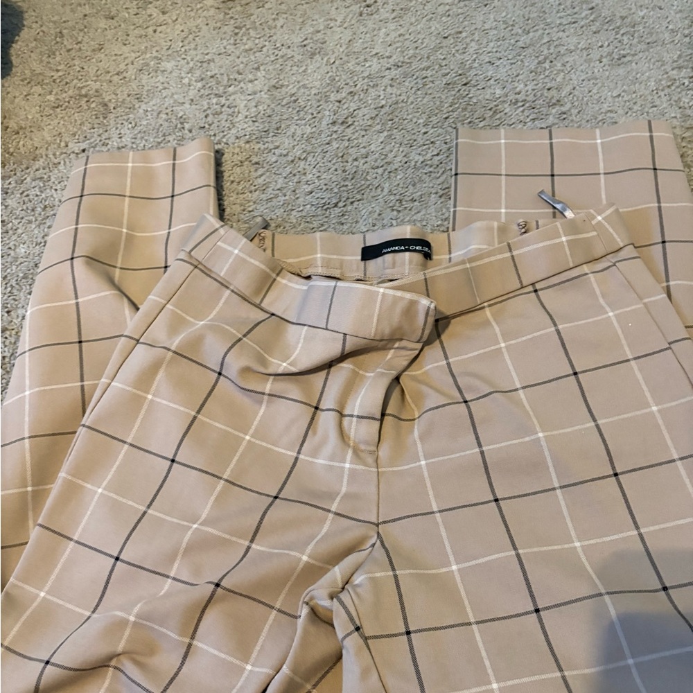 Amanda & Chelsea Plaid Beige Trousers